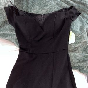 Black long off the shoulder formal dress, never warn